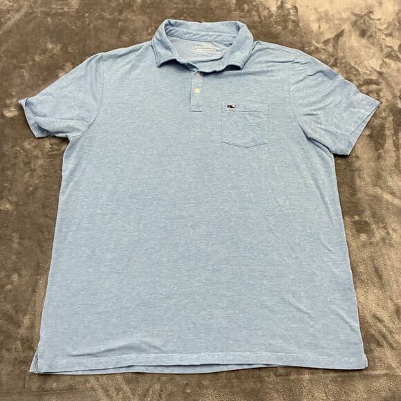 Vineyard Vines Edgartown Polo Shirt Mens Large Blue Stripes OTG Preppy Golf - Picture 1 of 9